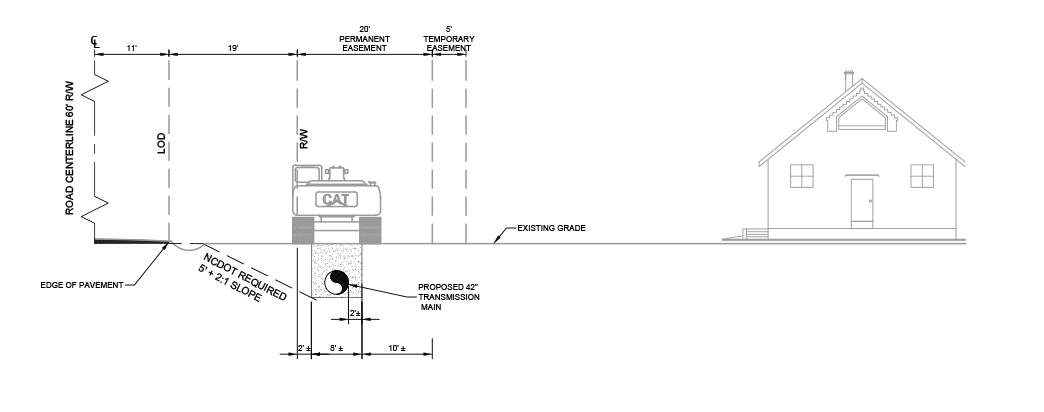 Road centerline 60 feet graphic